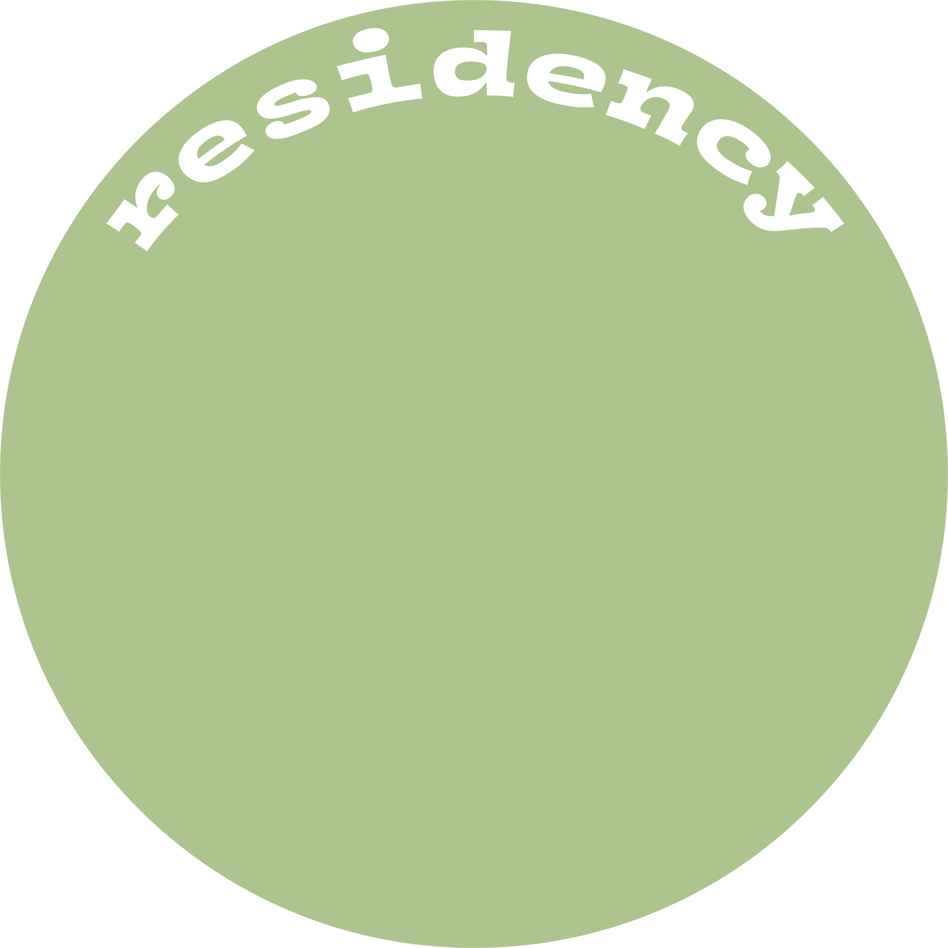 text saying residency, wrapped in a rotating circle